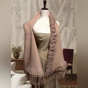 Pink faux fur coat with fringe